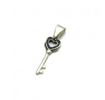 PE001194 Sterling silver pendant charm solid 925 Heart Key  EMPRESS